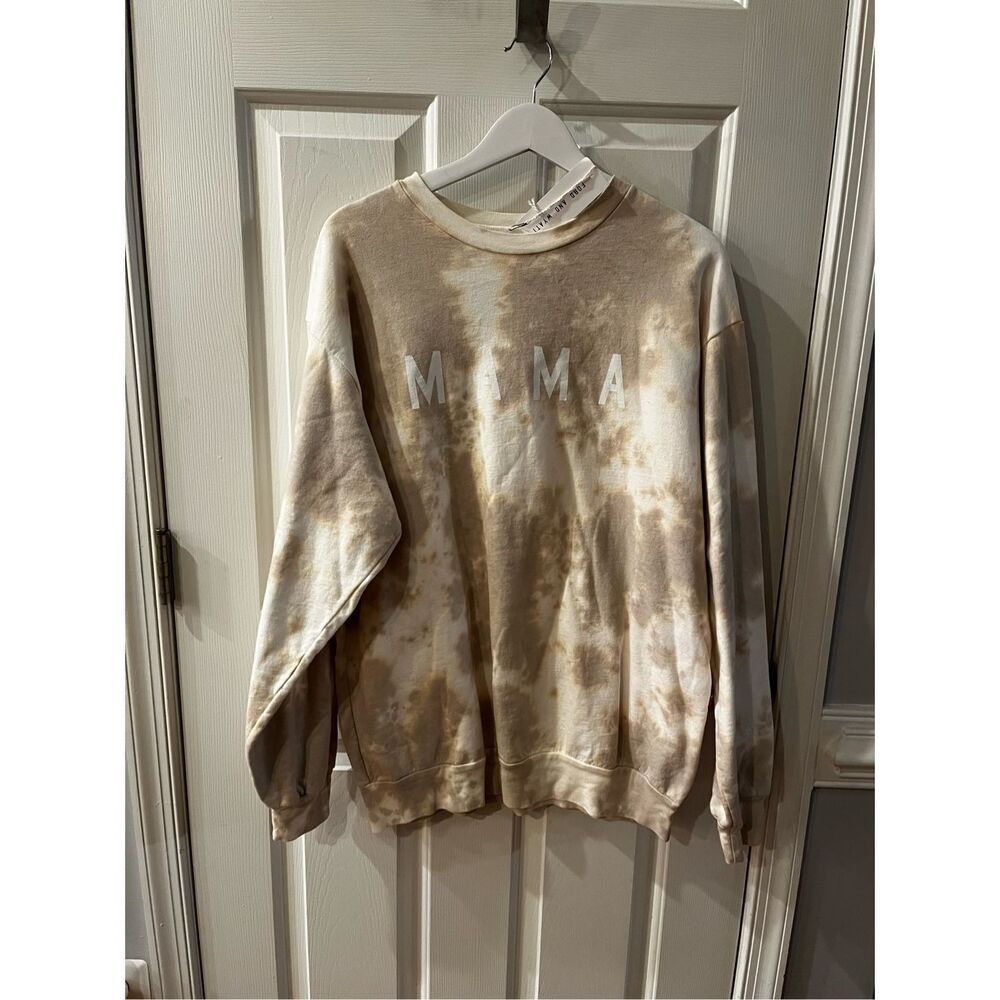 M I M A Beige Tie-Dye Crewneck Sweatshirt